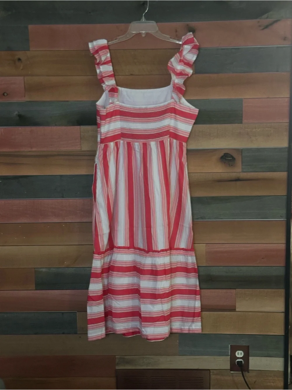 J. CREW | Striped Pink and White 100% Cotton Ruffle Straps
